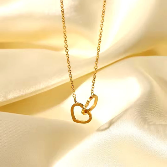 Double Heart Ring Pendant Necklace