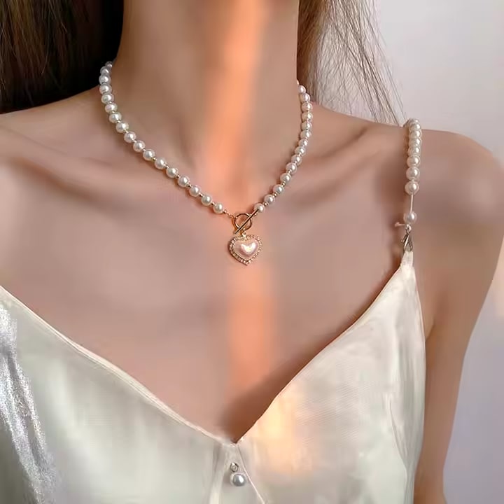 Choker Light Luxury Pearl Love Necklace