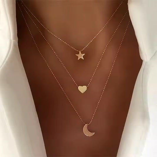 Retro Star Moon Love Necklace